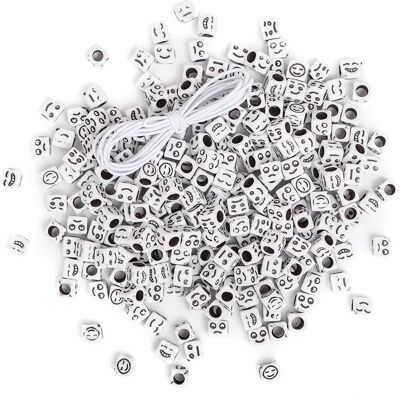 DP Craft Schwarze Emoticon-Perlen auf weisser Basis, 40 g DP Craft Schwarze Emoticon-Perlen auf weisser Basis, 40 g