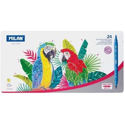 Milan, Marker, Filzstifte mit 2 Spitzen, 24 Farben pro Meter. Verpackung (24x) Milan, Marker, Filzstifte mit 2 Spitzen, 24 Farben pro Meter. Verpackung (24x)