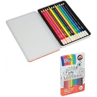Fiorello, Malstifte, Superweiche Buntstifte, 12 Farben, Metall, Verpackung. (12x) Fiorello, Malstifte, Superweiche Buntstifte, 12 Farben, Metall, Verpackung. (12x)