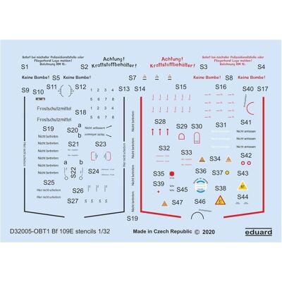 Eduard Bf 109E stencils for Eduard Bf 109E stencils for