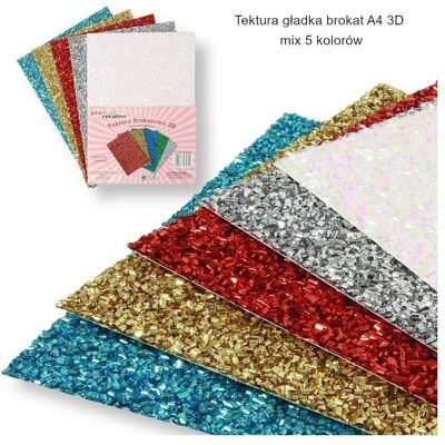 Teka, Bastelpapier, A4-Karton, glatt, 3D-Glitzer, 5 Farben Teka, Bastelpapier, A4-Karton, glatt, 3D-Glitzer, 5 Farben