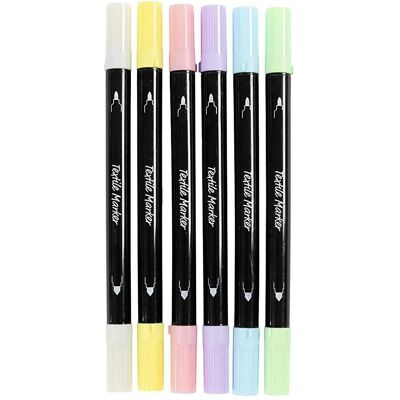 Creativ Company, Marker, Doppelseitige Stoffmarker – leuchtende Farben, 6 Stk. (6x) Creativ Company, Marker, Doppelseitige Stoffmarker – leuchtende Farben, 6 Stk. (6x)
