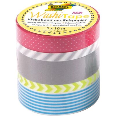 Folia, Washi Tape, Washi-Tape 5er Set NEON GELB Folia, Washi Tape, Washi-Tape 5er Set NEON GELB
