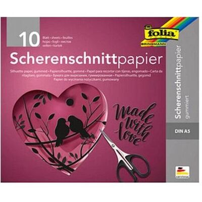 Folia, Bastelpapier, Scherenschnittpapier gummiert schwarz 105 g/qm 10 Blatt (105 g/m², 1x) Folia, Bastelpapier, Scherenschnittpapier gummiert schwarz 105 g/qm 10 Blatt (105 g/m², 1x)