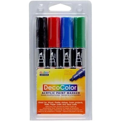 Uchida, Marker, Primäre Acrylmarker, 4 Farben (4x) Uchida, Marker, Primäre Acrylmarker, 4 Farben (4x)
