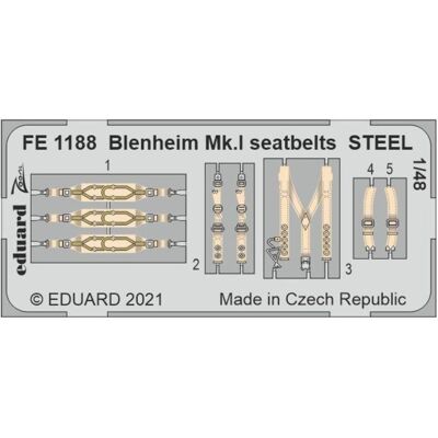 Eduard Blenheim Mk.I seatbelts STEEL 1/48 for AIRFIX Eduard Blenheim Mk.I seatbelts STEEL 1/48 for AIRFIX