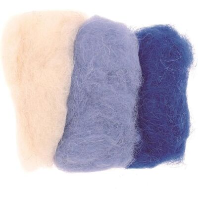 Glorex Schafwolle 3x10g blau-mix, Garn + Wolle, Mehrfarbig, Blau Glorex Schafwolle 3x10g blau-mix, Garn + Wolle, Mehrfarbig, Blau