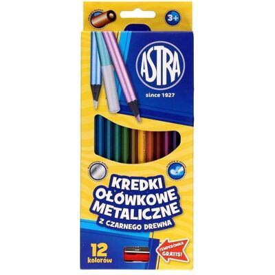 Astra, Malstifte, Metallic-Buntstifte 12 Stück mit Bleistiftspitzer (12x) Astra, Malstifte, Metallic-Buntstifte 12 Stück mit Bleistiftspitzer (12x)