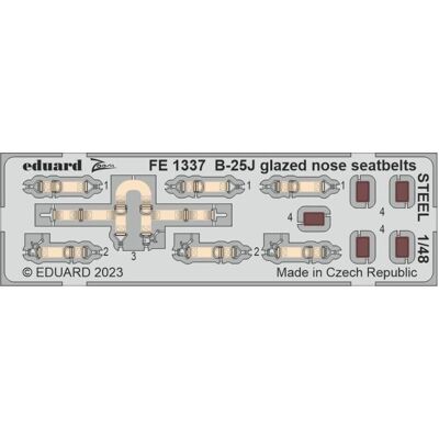 Eduard B-25J glazed nose seatbelts STEEL 1/48 HKM Eduard B-25J glazed nose seatbelts STEEL 1/48 HKM
