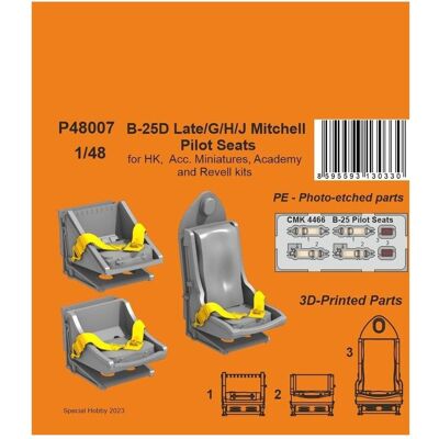 CMK B-25D Late/G/H/J Mitchell Pilot Seats 1/48 / for HK, Acc. Miniatures, Academy and Revell kits CMK B-25D Late/G/H/J Mitchell Pilot Seats 1/48 / for HK, Acc. Miniatures, Academy and Revell kits