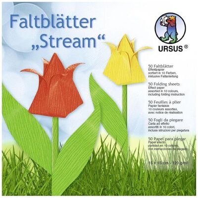 Ursus, Bastelpapier, Faltblätter Stream 120g/qm 15x15cm VE=50 Blatt 10 Farben (120 g/m², 50x) Ursus, Bastelpapier, Faltblätter Stream 120g/qm 15x15cm VE=50 Blatt 10 Farben (120 g/m², 50x)