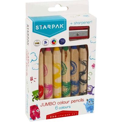 Starpak, Malstifte, 6 Jumbo-Farbstifte + Sternspitzer (6x) Starpak, Malstifte, 6 Jumbo-Farbstifte + Sternspitzer (6x)