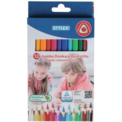 Stylex, Malstifte, Jumbo Buntstifte Dreikant 12Stück holzfrei (12x) Stylex, Malstifte, Jumbo Buntstifte Dreikant 12Stück holzfrei (12x)
