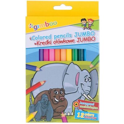 Gimboo, Malstifte, Buntstifte jumbo, sechseckige form, 12 stück, farbig sortiert (12x) Gimboo, Malstifte, Buntstifte jumbo, sechseckige form, 12 stück, farbig sortiert (12x)