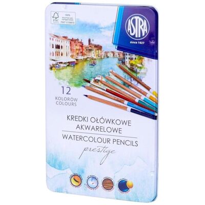 Astra, Malstifte, Prestige-Aquarellstifte aus Zedernholz, 12 Farben (12x) Astra, Malstifte, Prestige-Aquarellstifte aus Zedernholz, 12 Farben (12x)