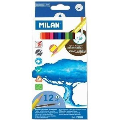 Milan, Malstifte, Dreieckige Aquarellstifte 12 Farben (24x) Milan, Malstifte, Dreieckige Aquarellstifte 12 Farben (24x)