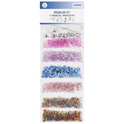 Magni GLOREX 6 1630 300 - Rocailles Set, 50 g, 5 x 1 m, 6-fach bunt sortiert, mit Kordeln und Verschlüssen Magni GLOREX 6 1630 300 - Rocailles Set, 50 g, 5 x 1 m, 6-fach bunt sortiert, mit Kordeln und Verschlüssen