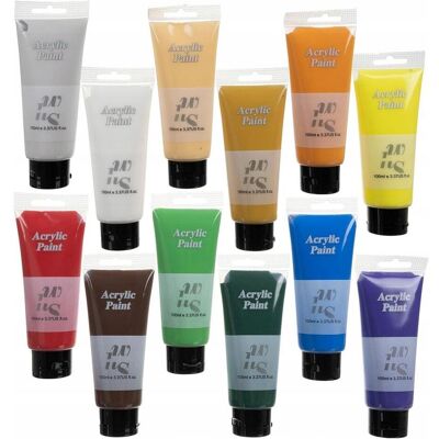 Northix Acrylfarben - 12 Farben - 100 ml je Tube - Künstler- & Bastelbedarf Northix Acrylfarben - 12 Farben - 100 ml je Tube - Künstler- & Bastelbedarf