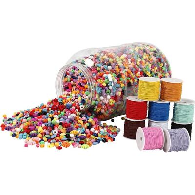 Creativ Company Bucket of Plastic Beads & Elastic Cords Creativ Company Bucket of Plastic Beads & Elastic Cords