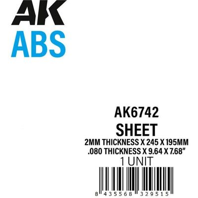 AK Interactive 2mm thickness x 245 x 195mm - ABS SHEET AK Interactive 2mm thickness x 245 x 195mm - ABS SHEET