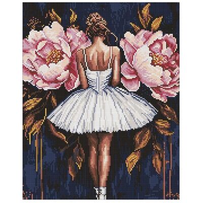 Ideyka Diamantmosaik - Ballerina mit Pfingstrosen, 40 x 50 cm Ideyka Diamantmosaik - Ballerina mit Pfingstrosen, 40 x 50 cm