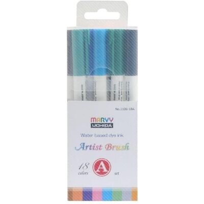 Marvy, Marker, Filzstifte Artist Brush 18 Farben (18x) Marvy, Marker, Filzstifte Artist Brush 18 Farben (18x)