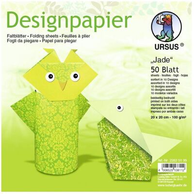 Ursus, Bastelpapier, Desinpapier Faltblätter 'Jade' 100g/qm 20x20cm VE=50 Blatt sortiert 10 Designs (100 g/m², 50x) Ursus, Bastelpapier, Desinpapier Faltblätter 'Jade' 100g/qm 20x20cm VE=50 Blatt sortiert 10 Designs (100 g/m², 50x)