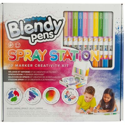 Triton, Malstifte, Blendy Pens Spray Station Set mit 20 Filzstifte und eingebauter Sprühstation, 10 Farbstifte Mischkam (20x) Triton, Malstifte, Blendy Pens Spray Station Set mit 20 Filzstifte und eingebauter Sprühstation, 10 Farbstifte Mischkam (20x)
