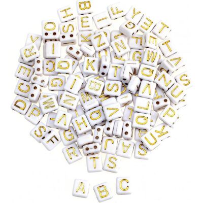 Magni GLOREX 6 1630 311 - Kunststoffwürfel, 110 Stück, mit Loch und Buchstaben, sortiert weiss und gold, i Magni GLOREX 6 1630 311 - Kunststoffwürfel, 110 Stück, mit Loch und Buchstaben, sortiert weiss und gold, i