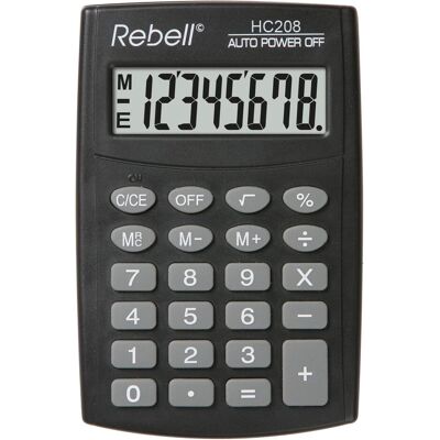 Rebell, Taschenrechner, Taschenrechner HC 208, schwarz (Batteriebetrieb) Rebell, Taschenrechner, Taschenrechner HC 208, schwarz (Batteriebetrieb)