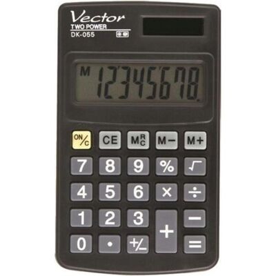 Vector, Taschenrechner, Kalkulator kieszonkowy DK-055 czarny (Batteriebetrieb, Solarenergie) Vector, Taschenrechner, Kalkulator kieszonkowy DK-055 czarny (Batteriebetrieb, Solarenergie)