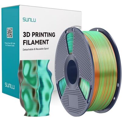 Sunlu PLA+ Silk Dreifarbiges Filament (orange, blau und grün) (PLA+, 1.75 mm, 1000 g), 3D Filament, Mehrfarbig Sunlu PLA+ Silk Dreifarbiges Filament (orange, blau und grün) (PLA+, 1.75 mm, 1000 g), 3D Filament, Mehrfarbig