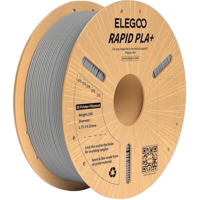 Elegoo Rapid PLA+ Filament (Gray) (PLA, 1.75 mm, 1000 g), 3D Filament, Grau Elegoo Rapid PLA+ Filament (Gray) (PLA, 1.75 mm, 1000 g), 3D Filament, Grau