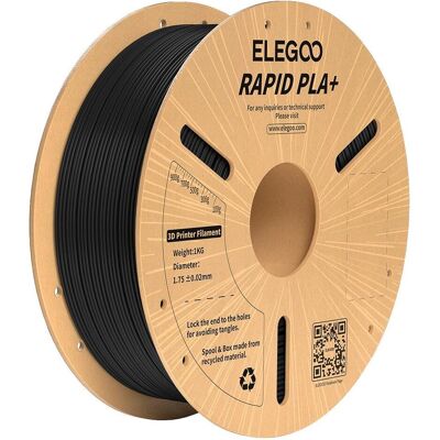 Elegoo Filament Rapid PLA+ (Black) (PLA, 1.75 mm, 1000 g), 3D Filament, Schwarz Elegoo Filament Rapid PLA+ (Black) (PLA, 1.75 mm, 1000 g), 3D Filament, Schwarz