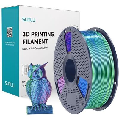 Sunlu PLA+ Seidenfilament in drei Farben (blau-grün-lila) (PLA+, 1.75 mm, 1000 g), 3D Filament, Mehrfarbig Sunlu PLA+ Seidenfilament in drei Farben (blau-grün-lila) (PLA+, 1.75 mm, 1000 g), 3D Filament, Mehrfarbig