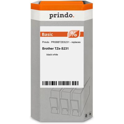 Prindo, Beschriftungsband, kompatibel mit Brother TZe-S231 auf (1.20 cm, Weiss) Prindo, Beschriftungsband, kompatibel mit Brother TZe-S231 auf (1.20 cm, Weiss)