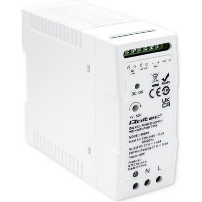 Qoltec, Systemstromversorgung, 50885 Stabiles Hutschienen-Netzteil mit USV-Funktion 40W Qoltec, Systemstromversorgung, 50885 Stabiles Hutschienen-Netzteil mit USV-Funktion 40W