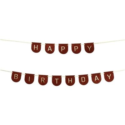 Partydeco Girlande Happy Birthday Braun aus Filz Partydeco Girlande Happy Birthday Braun aus Filz