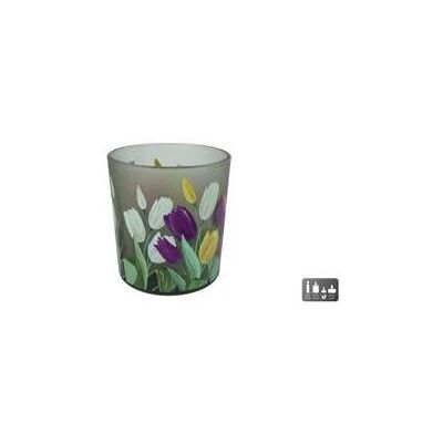 Windlicht, Teelichthalter Tulpe S Buntes Glas 7,5X7,5X8Cm Windlicht, Teelichthalter Tulpe S Buntes Glas 7,5X7,5X8Cm