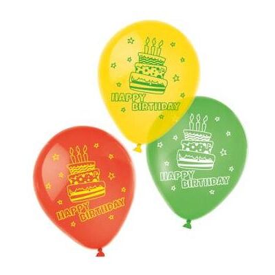 Magni 450193 - 6 Latexballons Happy Birthday, Bedruckte Luftballons, Geburtstag, Kuchen, Heliumball (6x) Magni 450193 - 6 Latexballons Happy Birthday, Bedruckte Luftballons, Geburtstag, Kuchen, Heliumball (6x)