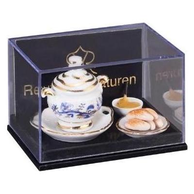 Reutter, Miniaturen, Weisswursttopf mit süssem Senf und Weisswürsten – Dekor Goldzwiebel Reutter, Miniaturen, Weisswursttopf mit süssem Senf und Weisswürsten – Dekor Goldzwiebel