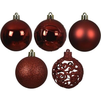 Decoris, Christbaumschmuck, Christmas tree decoration balls, red, box of 35 units Decoris, Christbaumschmuck, Christmas tree decoration balls, red, box of 35 units