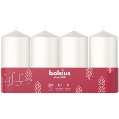 Bolsius, Kerzen, 4 Stumpen-Kerzen 100x48 weiss (4 Stk.) Bolsius, Kerzen, 4 Stumpen-Kerzen 100x48 weiss (4 Stk.)