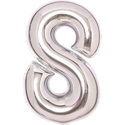 Amscan Folienballon silber, 66cm, Nummer 8 (1x) Amscan Folienballon silber, 66cm, Nummer 8 (1x)