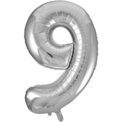 Idena Folienballon Zahl 9 65x105cm silber (1x) Idena Folienballon Zahl 9 65x105cm silber (1x)