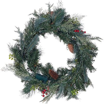 Beliani Weihnachtskranz Grün Synthetisches Material 60 cm Vorbeleuchtet Künstlicher Schnee Kiefern - Kranz Beliani Weihnachtskranz Grün Synthetisches Material 60 cm Vorbeleuchtet Künstlicher Schnee Kiefern - Kranz