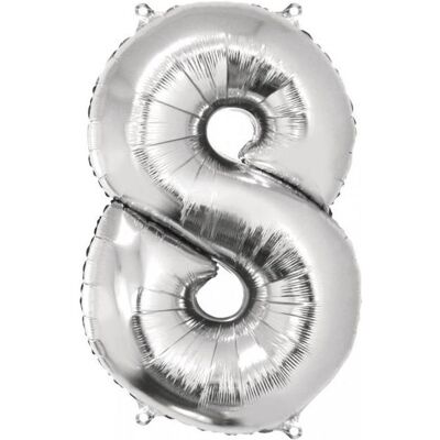 Rayher Folienballon Zahl 8, silber, 1 Stück (1x) Rayher Folienballon Zahl 8, silber, 1 Stück (1x)