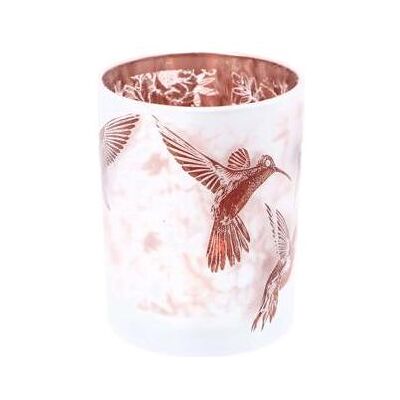 Windlicht, Teelichthalter Kolibri L Weiss/Braun Glas Windlicht, Teelichthalter Kolibri L Weiss/Braun Glas