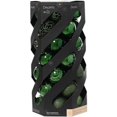 Decoris, Christbaumschmuck, Christmas tree decoration balls ø6 cm, green, box of 35 units Decoris, Christbaumschmuck, Christmas tree decoration balls ø6 cm, green, box of 35 units