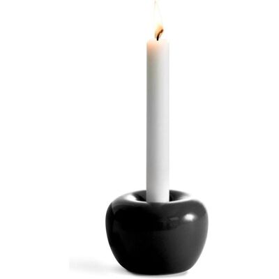 Born in Sweden, Kerzenständer, Apfel-Kerzenhalter aus Steingut, glänzend schwarz, skandinavisch Born in Sweden, Kerzenständer, Apfel-Kerzenhalter aus Steingut, glänzend schwarz, skandinavisch